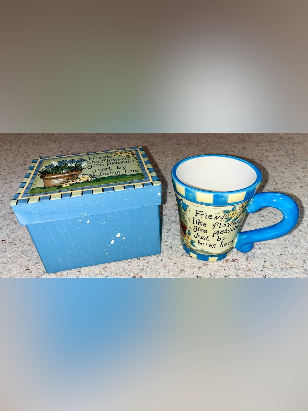Friends Like Flowers Give Pleasure Just By Being There Mug - NEW IN MATCHING BOX